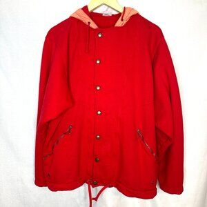 Vintage 80s Downtown Girl red Benetton jacket. Asymmetric snap closure, L